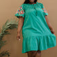 Davi & Dani Flowers for You Full Size Embroidered Dress in Green -