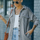 Textured Button Down Shirt Jacket with Pockets -