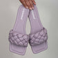 Weeboo Cakewalk Woven Square Toe Slides in Lilac -