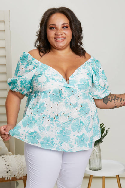 Hailey & Co Love You Most Floral Blouse - Teal / S