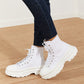 Berness Stick To It Platform Lace-Up Booties in White -