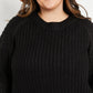 Sew In Love Rib-Knit Dropped Shoulder Sweater in Black -