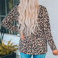 Leopard Drawstring Waist Jacket with Pockets -