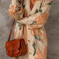 Floral Pattern Ribbed Trim Cardigan -