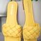 Weeboo Cakewalk Woven Square Toe Slides in Yellow -