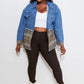 CY Fashion Porch Views Plaid Spliced Denim Jacket -