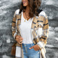 Plaid Button Down Hooded Shirt Jacket with Breast Pockets -