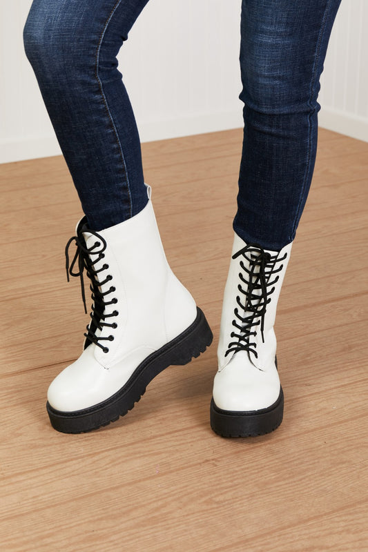 WeeBoo Big Steps Platform Combat Boots - White / 5.5