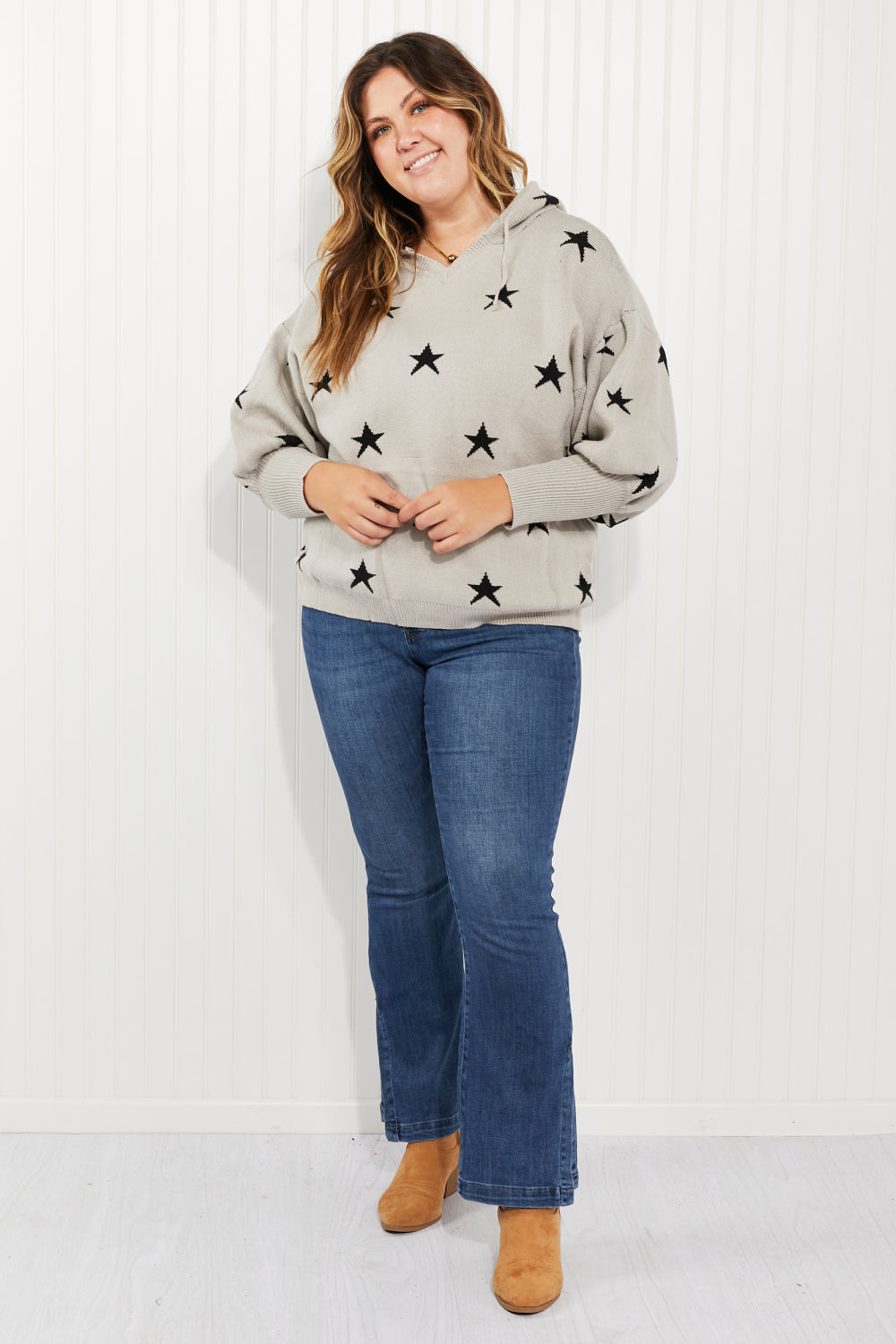 Heimish All of the Stars Full Size Star Hooded Sweater -