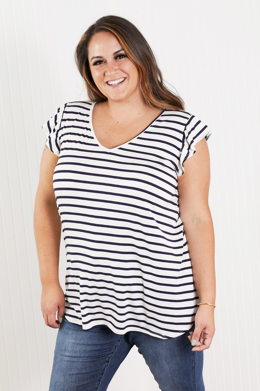 Sew In Love Illuminate the Way Striped Tee in Navy - Navy / S