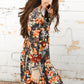 Floral Print Scoop Neck Long Sleeve Dress -
