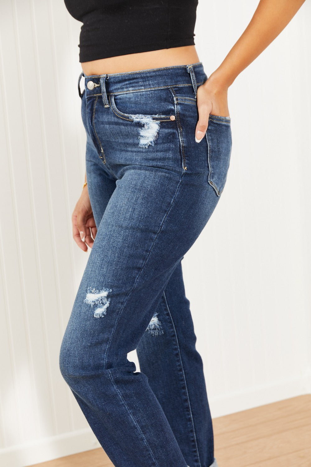 Judy Blue Avery High-Rise Cuffed Boyfriend Jeans -