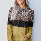 Leopard Color Block Hoodie - Yellow / S