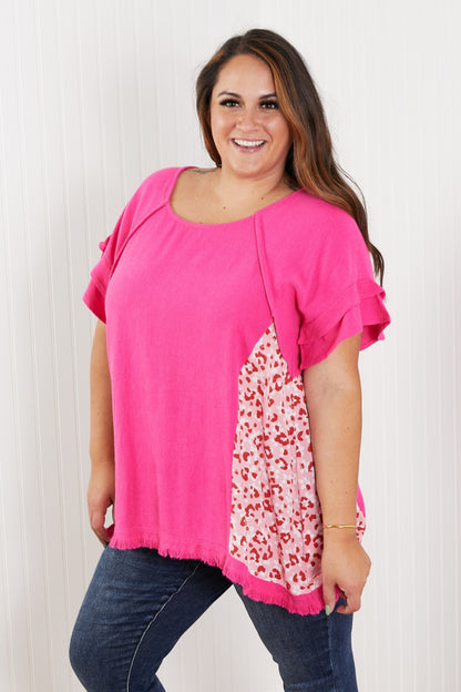 Hailey & Co Who's That Girl Printed Panel Top - Fuchsia / S