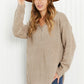 GeeGee Full Size Waffle Knit Henley Sweater -