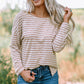 Striped Round Neck Slit Top -