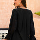 Full Size Eyelet Sleeve Button Down Top -