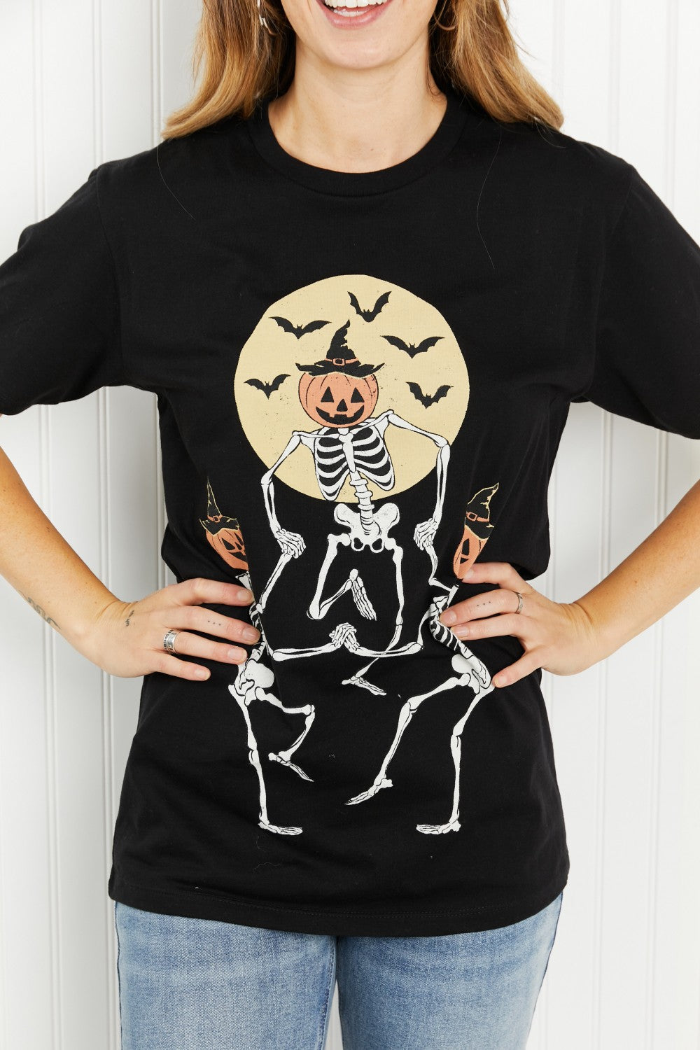 Lotus Fashion Halloween Dancing Skeletons Short Sleeve Tee Shirt -