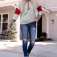 Leopard Color Block Drawstring Detail Sweatshirt -