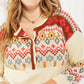 Andree by Unit Full Size Geometric Half-Button Henley Sweater -