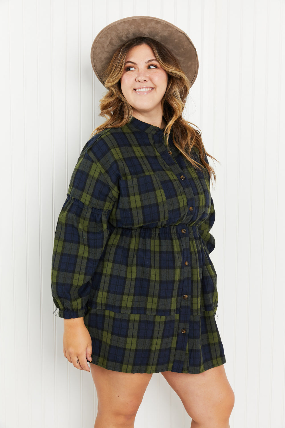 Davi & Dani Make an Entrance Full Size Button Front Shirt Dress -