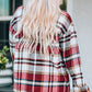 Plaid Button Front Shirt Jacket with Breast Pockets -