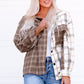 Plaid Contrast Button Up Shirt Jacket -