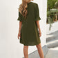 Puff Sleeve Notched Mini Shift Dress -