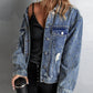 Studded Button Down Denim Jacket -