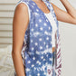 Vocal Mesa Point Printed Sleeveless Cardigan -