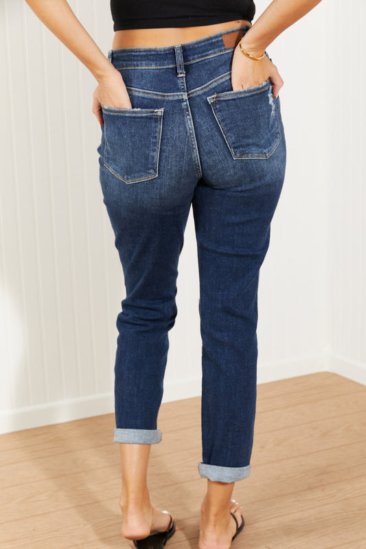 Judy Blue Avery High-Rise Cuffed Boyfriend Jeans -