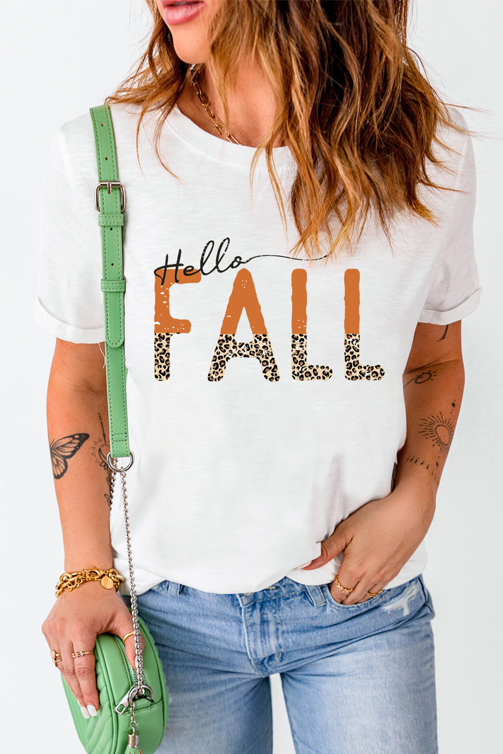 HELLO FALL Graphic Tee - White / S