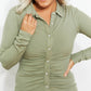 HYFVE Soft Spoken Ruched Button-Up Mini Dress -
