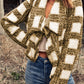 Plaid Open Front Sherpa Jacket -