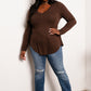 Zenana Full Size V-Neck Curved Hem Top -