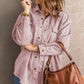 Suede Snap Front Dropped Shoulder Jacket -