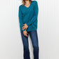 Zenana Hello Fall Center Seam Sweater in Teal -