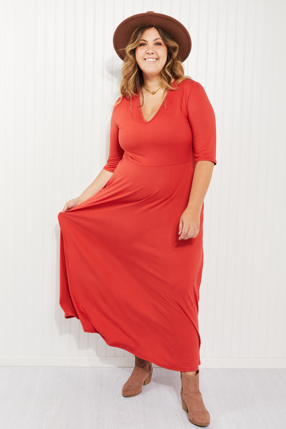 Acting Pro Cincinnati Style Full Size V-Neck Maxi Dress -