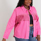GeeGee Southwest Rhinestone Fringe Detail Shirt Jacket -