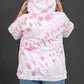 Sew In Love Watching Clouds Tie-Dye Short-Sleeved Hoodie in Neon Pink -