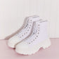 Berness Stick To It Platform Lace-Up Booties in White -