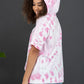 Sew In Love Watching Clouds Tie-Dye Short-Sleeved Hoodie in Neon Pink -