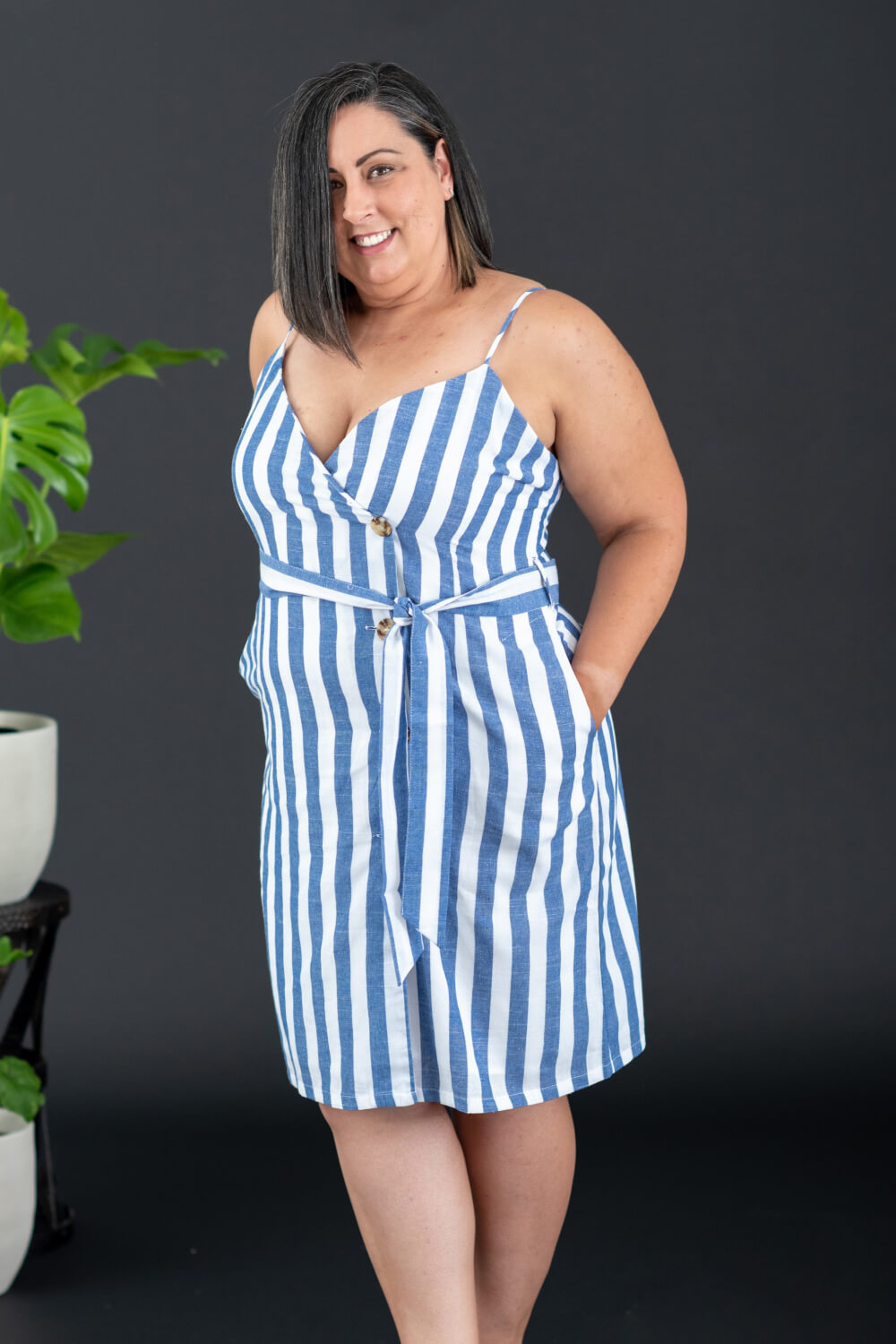 Davi & Dani Never Let Go Striped Sleeveless Dress -