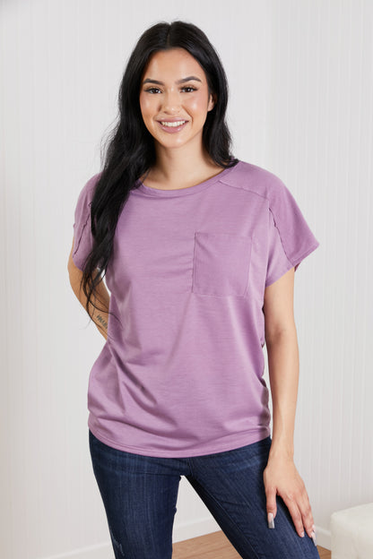 Sew In Love Stay and Chat Love Pocket Tee in Plum - Plum / S