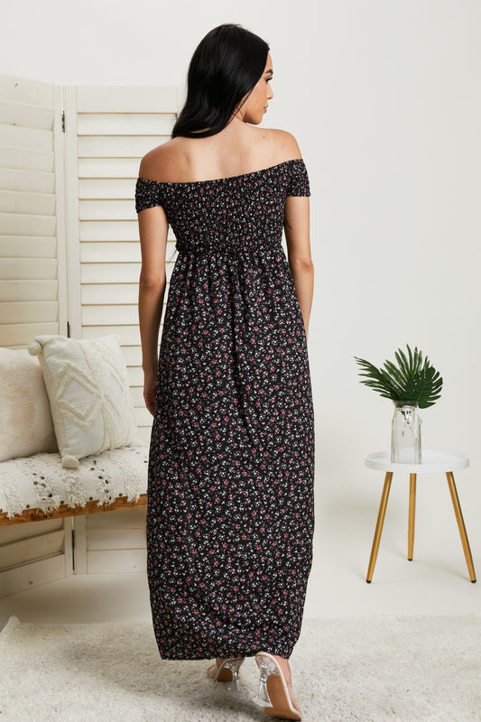 Fab Flowers Floral Off-Shoulder Maxi Dress -