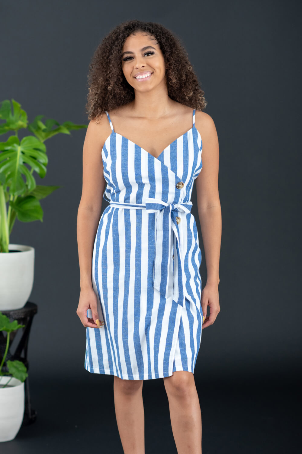 Davi & Dani Never Let Go Striped Sleeveless Dress -