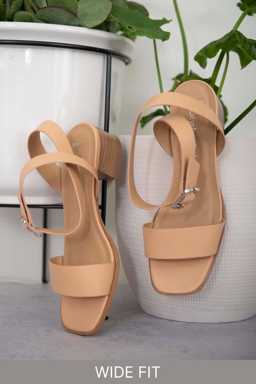 Cityclassified Nothing Better Wide Fit Ankle Strap Low Block Heel Sandals -