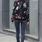 Floral Ribbed Trim Bomber Jacket -