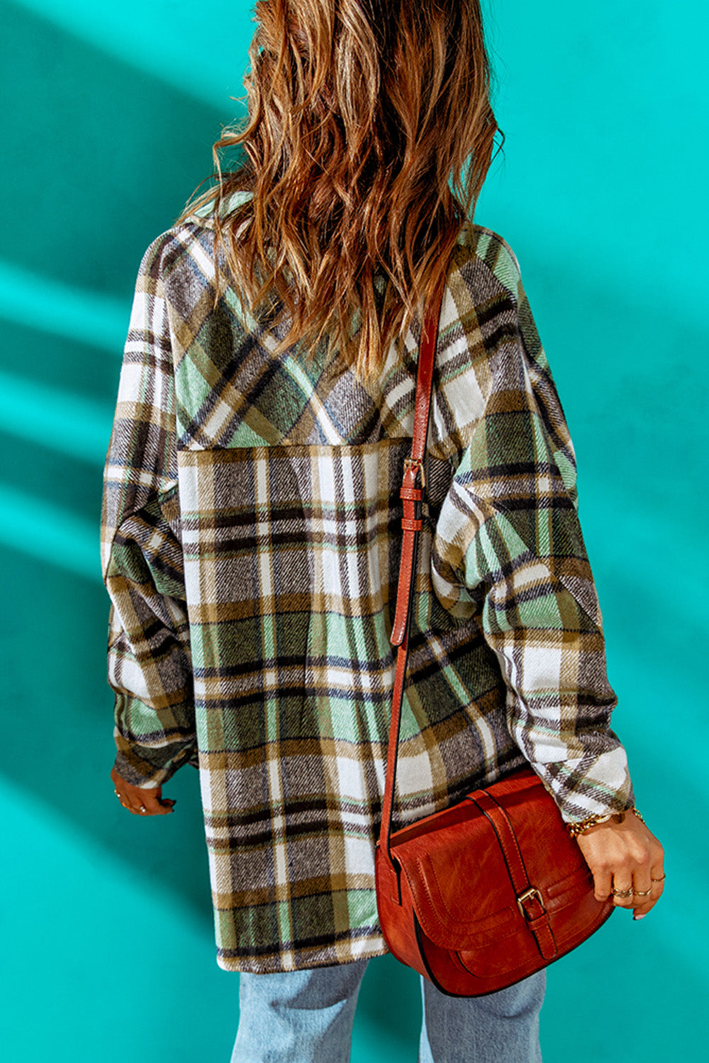 Plaid High-Low Shirt Jacket -