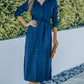 Button Front Textured Slit Shirt Dress with Belt -